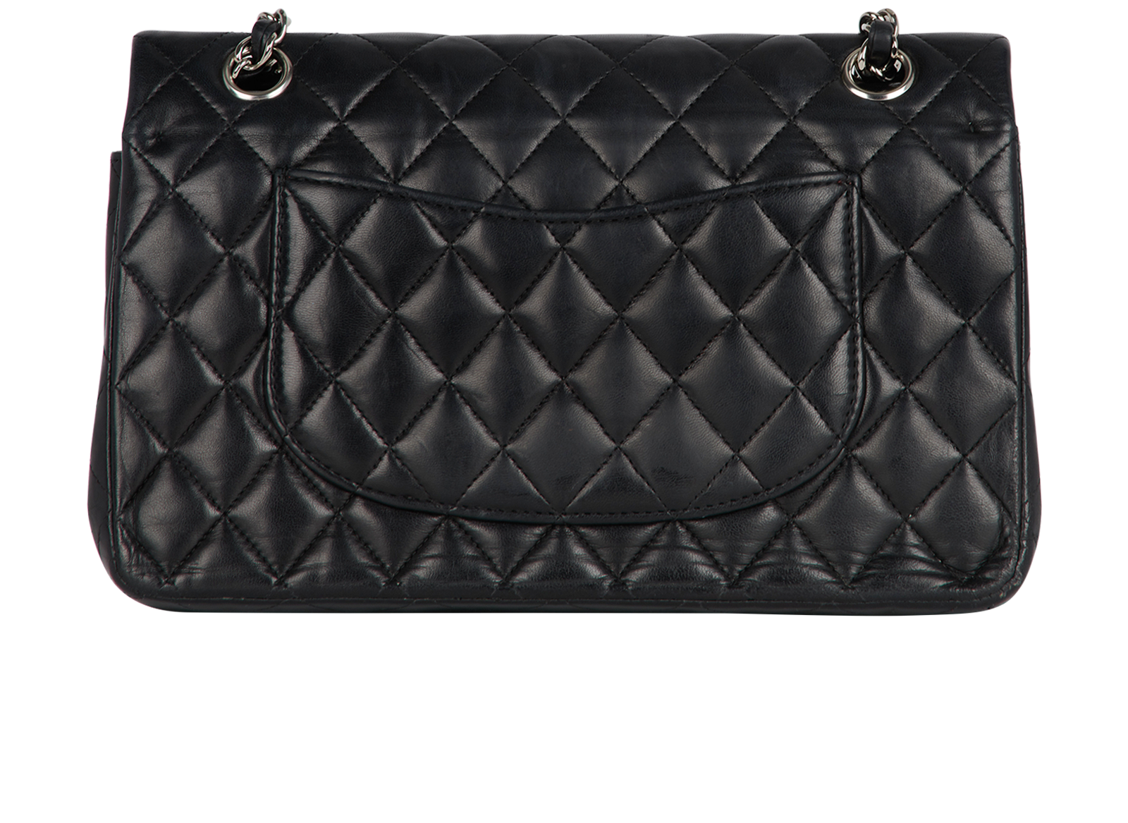 Medium Classic Flap, &pound;3,500, Handbags, Black, Lambskin Leather, Back view